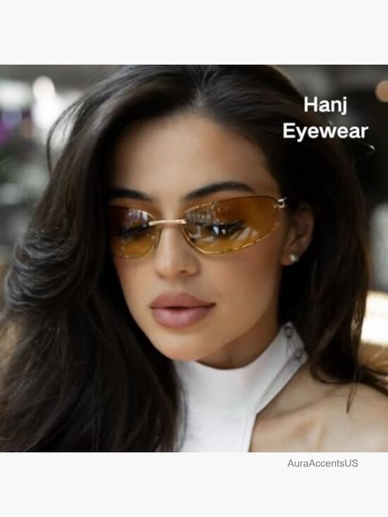Oval 90s Retro Wrap Around Y2K Sunglasses UV400 Rimless Classic main image 4